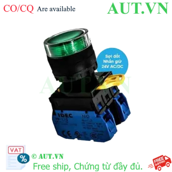 Ảnh của Nút nhấn giữ có đèn IDEC YW1L-AF2E20Q7G 24VAC/DC D22 2NO (Xanh)