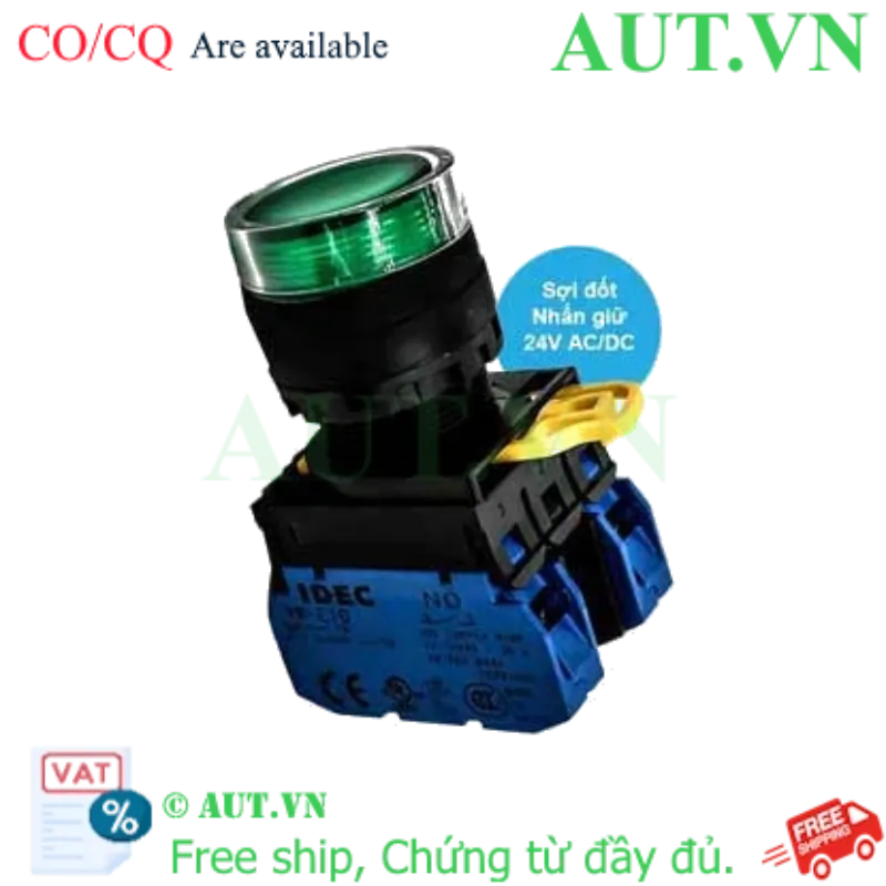 Ảnh của Nút nhấn giữ có đèn IDEC YW1L-AF2E20Q7G 24VAC/DC D22 2NO (Xanh)