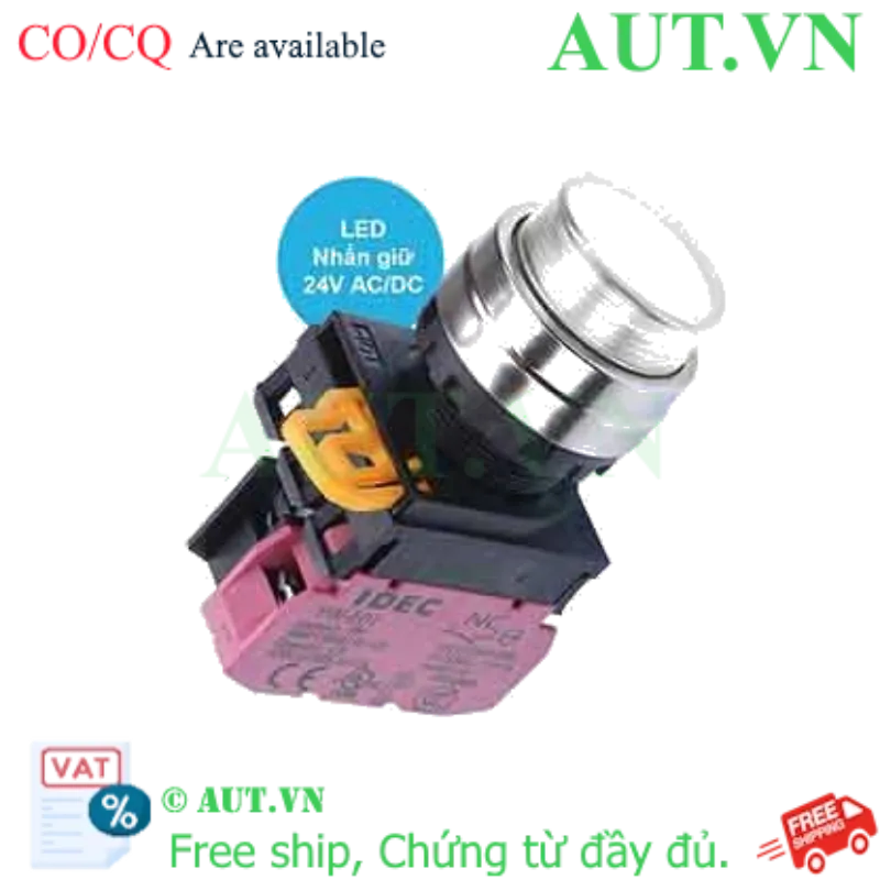 Ảnh của Nút nhấn giữ có đèn IDEC YW4L-A2E01Q4PW 24VAC/DC D22 1NC (Trắng)