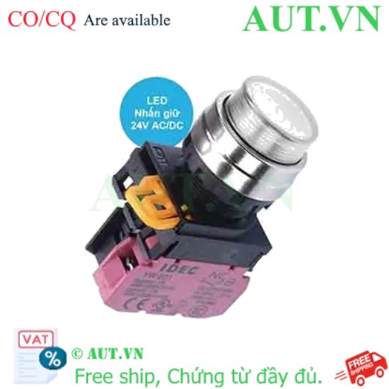 Ảnh của Nút nhấn giữ có đèn IDEC YW4L-A2E01Q4W 24VAC/DC D22 1NC (Trắng)