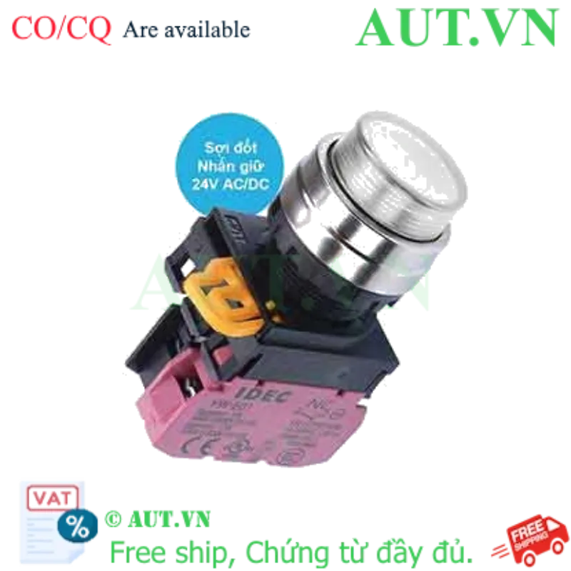 Ảnh của Nút nhấn giữ có đèn IDEC YW4L-A2E01Q7W 24VAC/DC D22 1NC (Trắng)