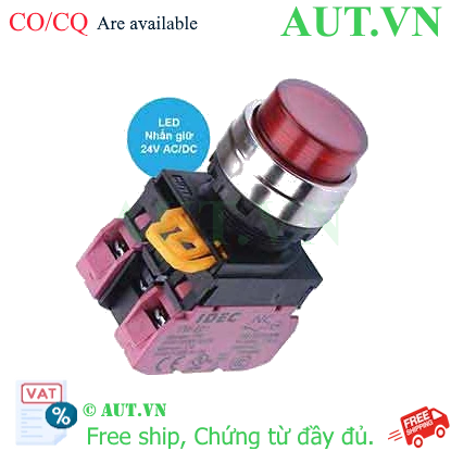 Ảnh của Nút nhấn giữ có đèn IDEC YW4L-A2E02Q4R 24VAC/DC D22 2NC (Đỏ)