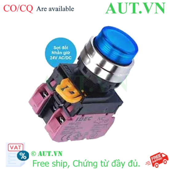 Ảnh của Nút nhấn giữ có đèn IDEC YW4L-A2E02Q7S 24VAC/DC D22 2NC (Xanh)