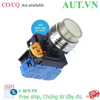 Ảnh của Nút nhấn giữ có đèn IDEC YW4L-A2E10Q4W 24VAC/DC D22 1NO (Trắng)