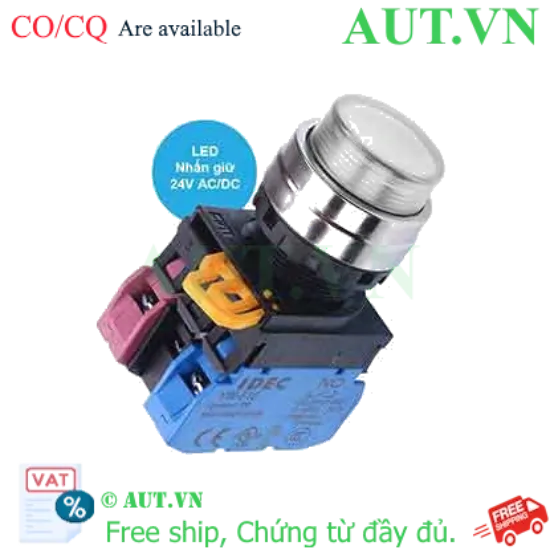 Ảnh của Nút nhấn giữ có đèn IDEC YW4L-A2E11Q4W 24VAC/DC D22 1NO+1NC (Trắng)