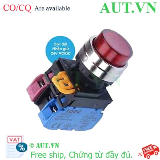 Ảnh của Nút nhấn giữ có đèn IDEC YW4L-A2E11Q7R 24VAC/DC D22 1NO+1NC (Đỏ)