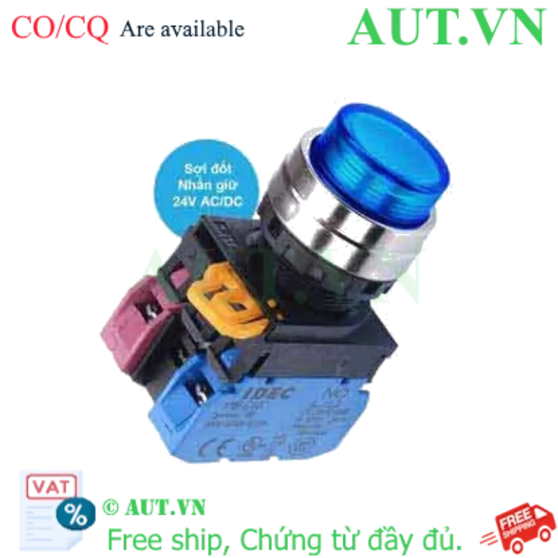 Ảnh của Nút nhấn giữ có đèn IDEC YW4L-A2E11Q7S 24VAC/DC D22 1NO+1NC (Xanh)