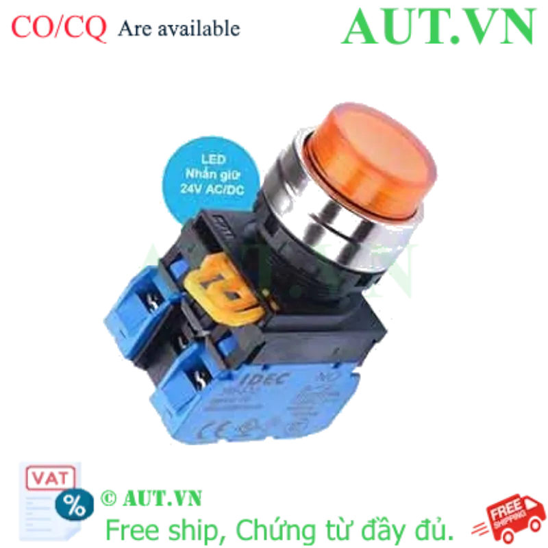 Ảnh của Nút nhấn giữ có đèn IDEC YW4L-A2E20Q4A 24VAC/DC D22 2NO (Hổ phách)