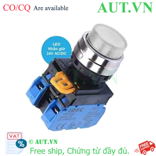 Ảnh của Nút nhấn giữ có đèn IDEC YW4L-A2E20Q4PW 24VAC/DC D22 2NO (Trắng)