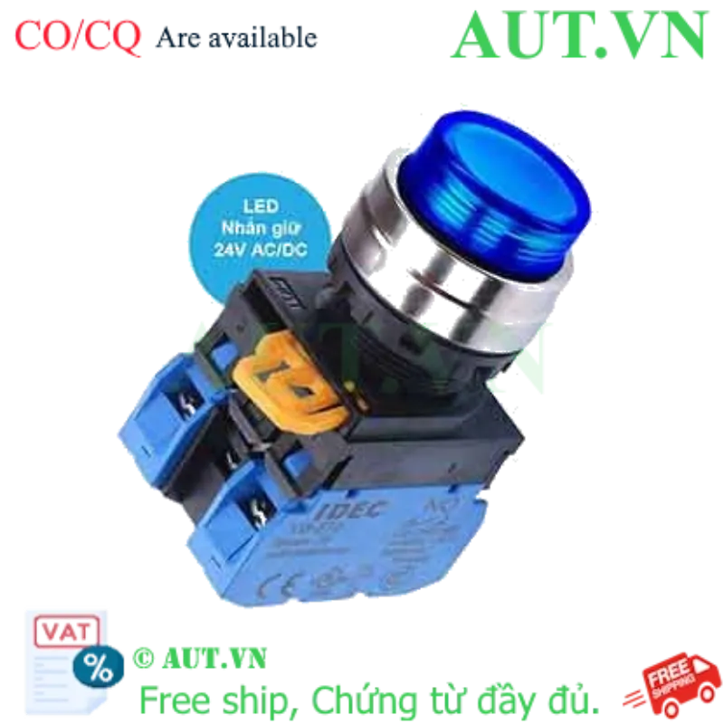 Ảnh của Nút nhấn giữ có đèn IDEC YW4L-A2E20Q4S 24VAC/DC D22 2NO (Xanh)