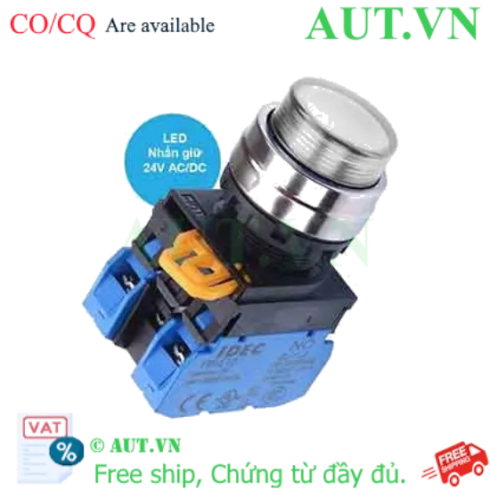 Ảnh của Nút nhấn giữ có đèn IDEC YW4L-A2E20Q4W 24VAC/DC D22 2NO (Trắng)
