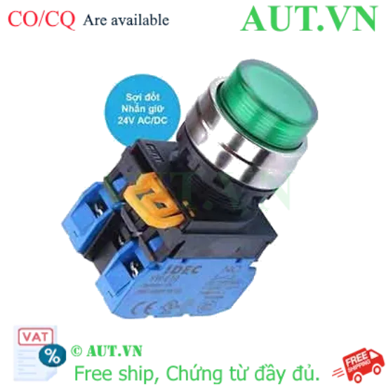 Ảnh của Nút nhấn giữ có đèn IDEC YW4L-A2E20Q7G 24VAC/DC D22 2NO (Xanh)