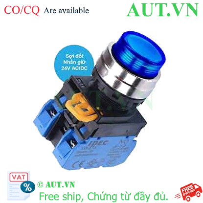 Ảnh của Nút nhấn giữ có đèn IDEC YW4L-A2E20Q7S 24VAC/DC D22 2NO (Xanh)