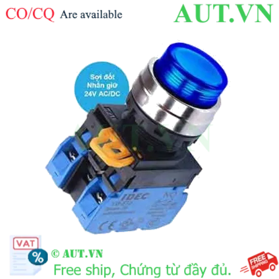 Ảnh của Nút nhấn giữ có đèn IDEC YW4L-A2E20Q7S 24VAC/DC D22 2NO (Xanh)