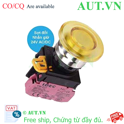 Ảnh của Nút nhấn giữ có đèn IDEC YW4L-A4E01Q7Y 24VAC/DC D22 1NC (Vàng)