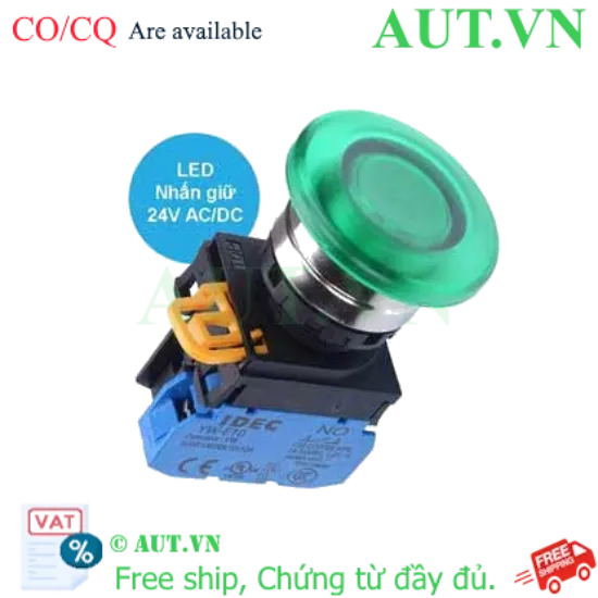 Ảnh của Nút nhấn giữ có đèn IDEC YW4L-A4E10Q4G 24VAC/DC D22 1NO (Xanh)