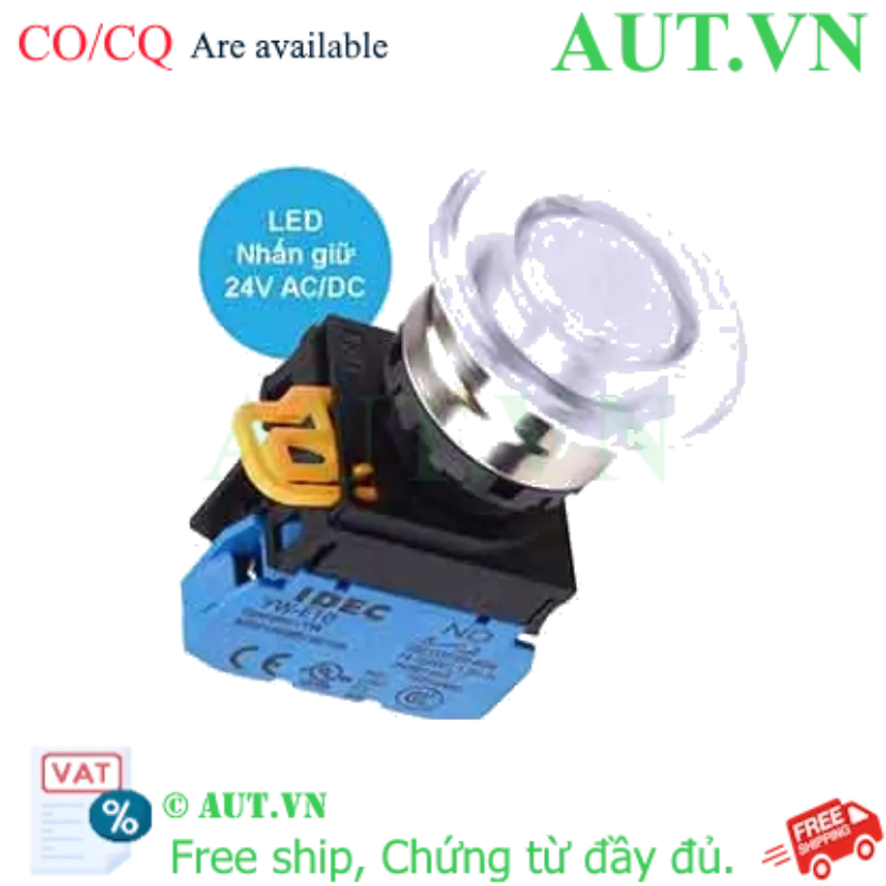 Ảnh của Nút nhấn giữ có đèn IDEC YW4L-A4E10Q4PW 24VAC/DC D22 1NO (Trắng)