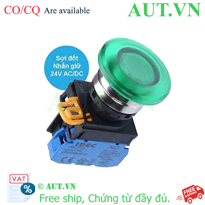 Ảnh của Nút nhấn giữ có đèn IDEC YW4L-A4E10Q7G 24VAC/DC D22 1NO (Xanh)