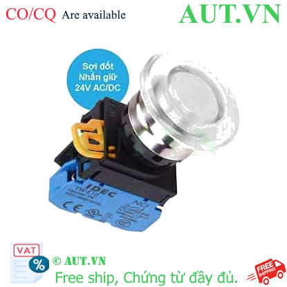 Ảnh của Nút nhấn giữ có đèn IDEC YW4L-A4E10Q7W 24VAC/DC D22 1NO (Trắng)