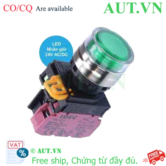 Ảnh của Nút nhấn giữ có đèn IDEC YW4L-AF2E01Q4G 24VAC/DC D22 1NC (Xanh)