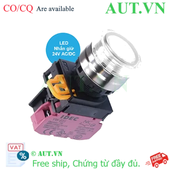 Ảnh của Nút nhấn giữ có đèn IDEC YW4L-AF2E01Q4PW 24VAC/DC D22 1NC (Trắng)