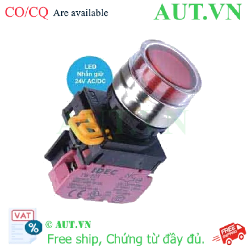 Ảnh của Nút nhấn giữ có đèn IDEC YW4L-AF2E01Q4R 24VAC/DC D22 1NC (Đỏ)