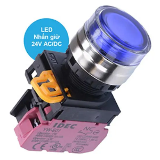 Ảnh của Nút nhấn giữ có đèn IDEC YW4L-AF2E01Q4S 24VAC/DC D22 1NC (Xanh)