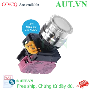 Ảnh của Nút nhấn giữ có đèn IDEC YW4L-AF2E01Q4W 24VAC/DC D22 1NC (Trắng)