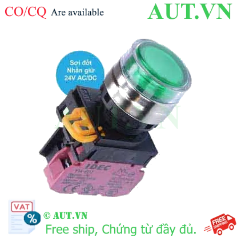 Ảnh của Nút nhấn giữ có đèn IDEC YW4L-AF2E01Q7G 24VAC/DC D22 1NC (Xanh)