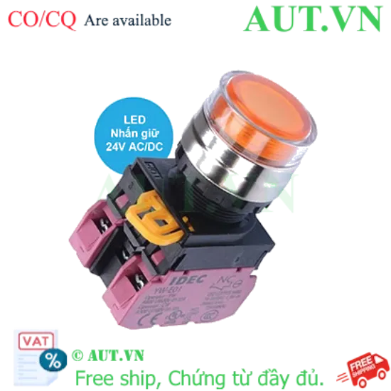 Ảnh của Nút nhấn giữ có đèn IDEC YW4L-AF2E02Q4A 24VAC/DC D22 2NC (Hổ phách)