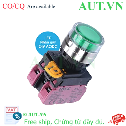 Ảnh của Nút nhấn giữ có đèn IDEC YW4L-AF2E02Q4G 24VAC/DC D22 2NC (Xanh)