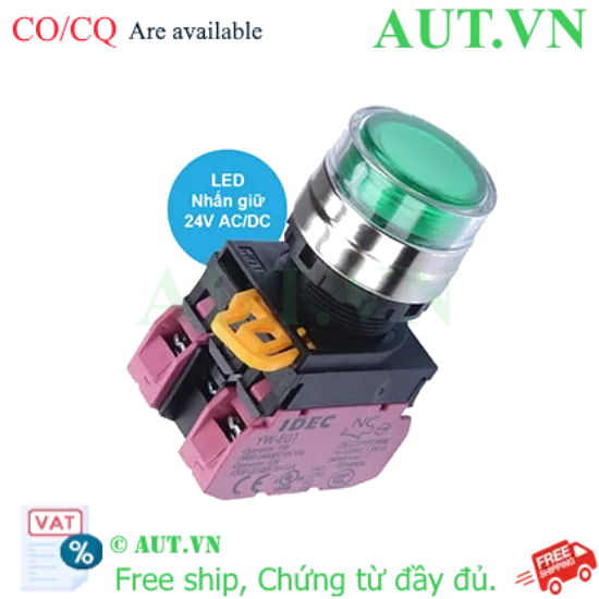 Ảnh của Nút nhấn giữ có đèn IDEC YW4L-AF2E02Q4G 24VAC/DC D22 2NC (Xanh)