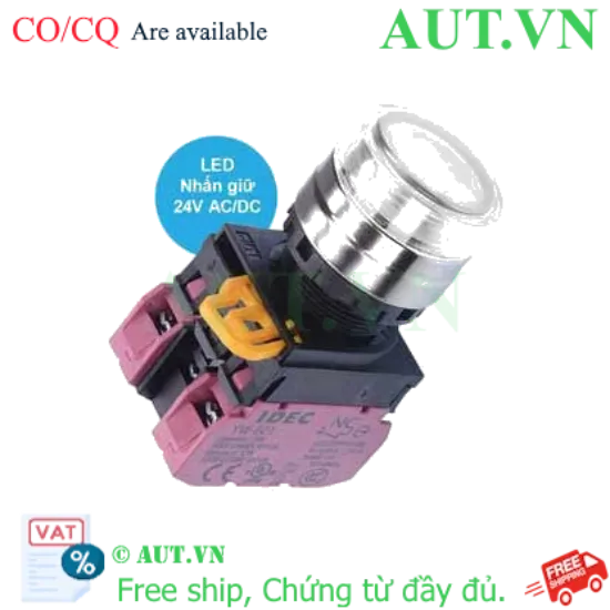 Ảnh của Nút nhấn giữ có đèn IDEC YW4L-AF2E02Q4PW 24VAC/DC D22 2NC (Trắng)