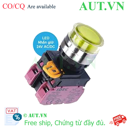 Ảnh của Nút nhấn giữ có đèn IDEC YW4L-AF2E02Q4Y 24VAC/DC D22 2NC (Vàng)