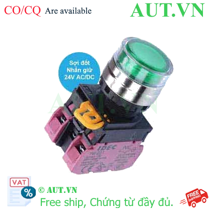 Ảnh của Nút nhấn giữ có đèn IDEC YW4L-AF2E02Q7G 24VAC/DC D22 2NC (Xanh)