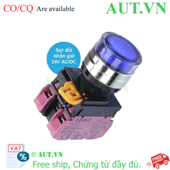 Ảnh của Nút nhấn giữ có đèn IDEC YW4L-AF2E02Q7S 24VAC/DC D22 2NC (Xanh)