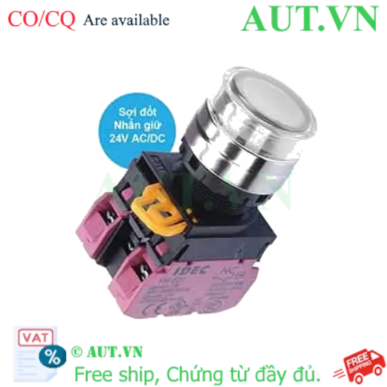Ảnh của Nút nhấn giữ có đèn IDEC YW4L-AF2E02Q7W 24VAC/DC D22 2NC (Trắng)
