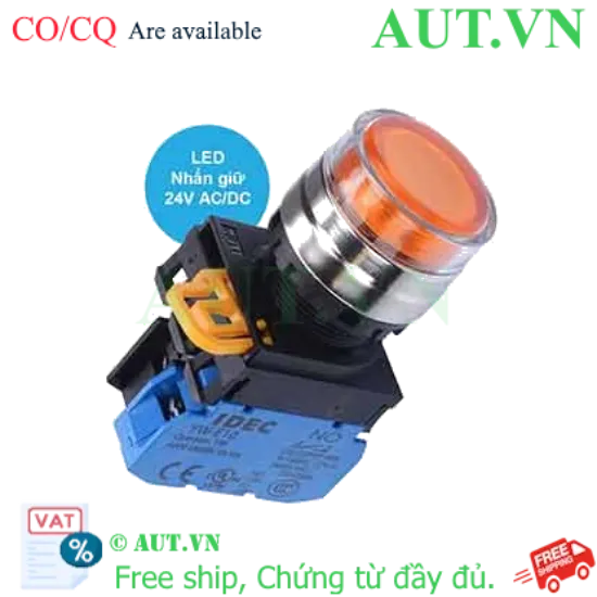 Ảnh của Nút nhấn giữ có đèn IDEC YW4L-AF2E10Q4A 24VAC/DC D22 1NO (Hổ phách)