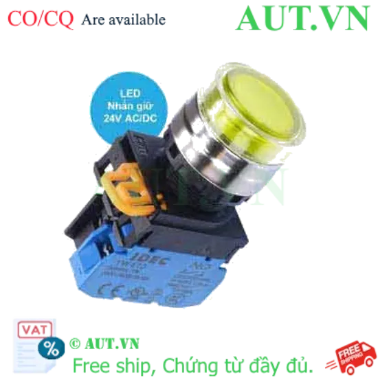 Ảnh của Nút nhấn giữ có đèn IDEC YW4L-AF2E10Q4Y 24VAC/DC D22 1NO (Vàng)