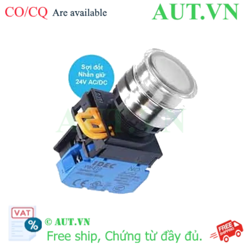 Ảnh của Nút nhấn giữ có đèn IDEC YW4L-AF2E10Q7W 24VAC/DC D22 1NO (Trắng)