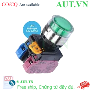 Ảnh của Nút nhấn giữ có đèn IDEC YW4L-AF2E11Q4G 24VAC/DC D22 1NO+1NC (Xanh)
