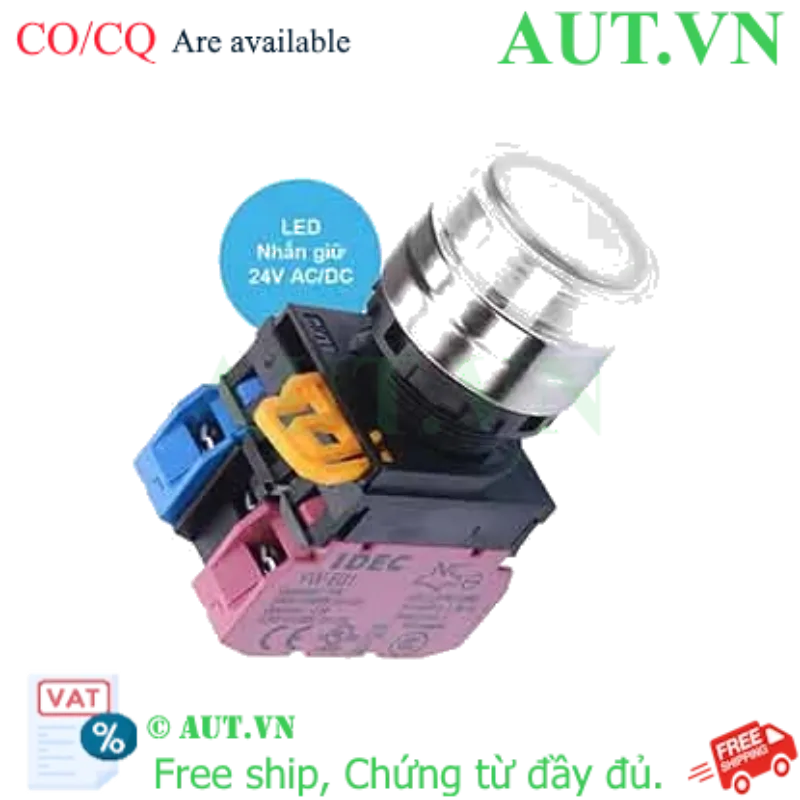 Ảnh của Nút nhấn giữ có đèn IDEC YW4L-AF2E11Q4PW 24VAC/DC D22 1NO+1NC (Trắng)