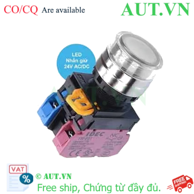 Ảnh của Nút nhấn giữ có đèn IDEC YW4L-AF2E11Q4W 24VAC/DC D22 1NO+1NC (Trắng)