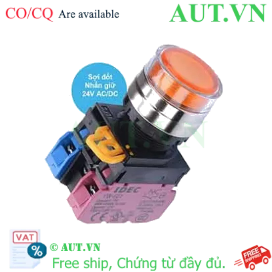 Ảnh của Nút nhấn giữ có đèn IDEC YW4L-AF2E11Q7A 24VAC/DC D22 1NO+1NC (Hổ phách)