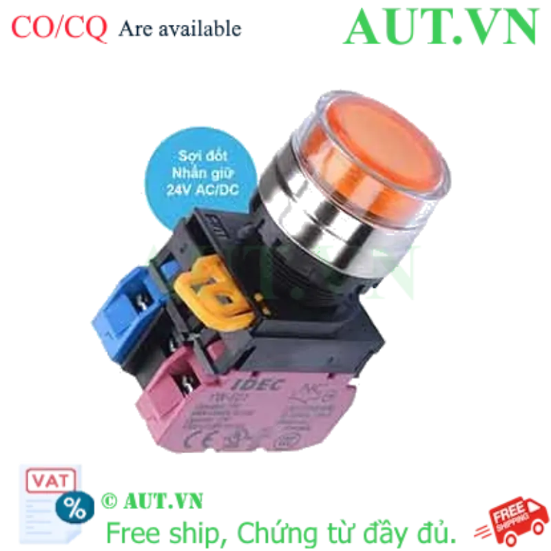 Ảnh của Nút nhấn giữ có đèn IDEC YW4L-AF2E11Q7A 24VAC/DC D22 1NO+1NC (Hổ phách)