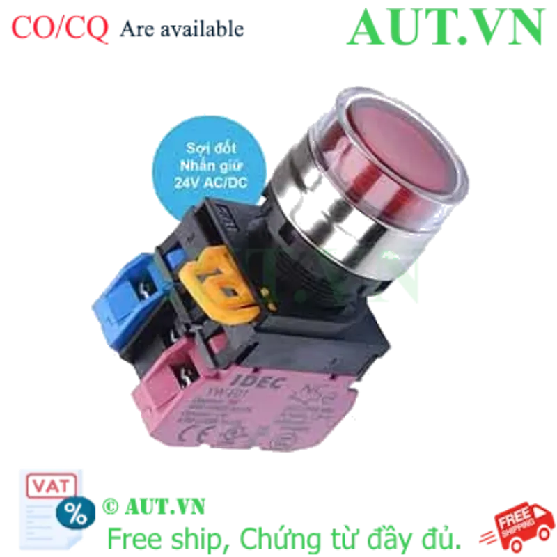 Ảnh của Nút nhấn giữ có đèn IDEC YW4L-AF2E11Q7R 24VAC/DC D22 1NO+1NC (Đỏ)