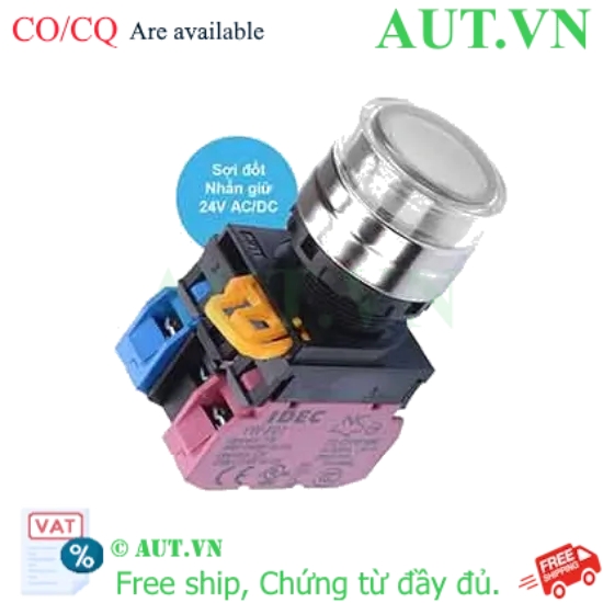 Ảnh của Nút nhấn giữ có đèn IDEC YW4L-AF2E11Q7W 24VAC/DC D22 1NO+1NC (Trắng)