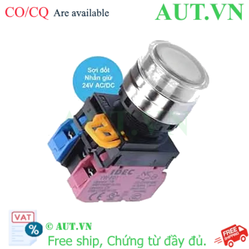 Ảnh của Nút nhấn giữ có đèn IDEC YW4L-AF2E11Q7W 24VAC/DC D22 1NO+1NC (Trắng)