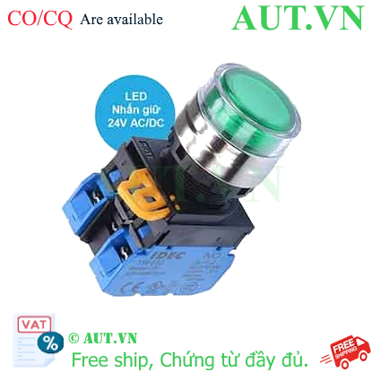 Ảnh của Nút nhấn giữ có đèn IDEC YW4L-AF2E20Q4G 24VAC/DC D22 2NO (Xanh)
