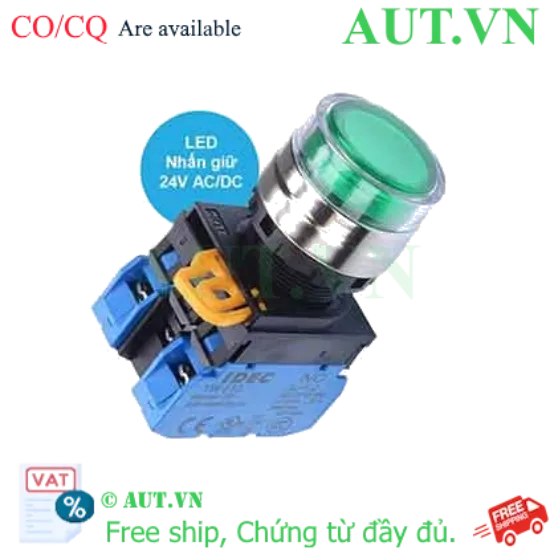 Ảnh của Nút nhấn giữ có đèn IDEC YW4L-AF2E20Q4G 24VAC/DC D22 2NO (Xanh)